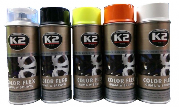 Purškiama guma (gumuoti dažai) K2 COLOR FLEX 400ml (įvairių spalvų)